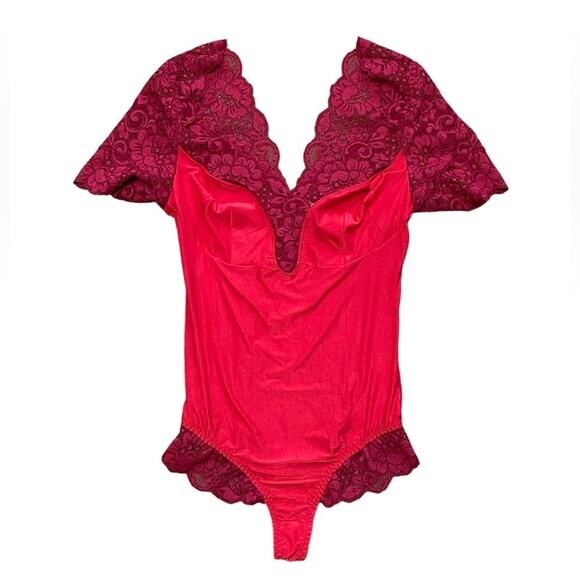 We are HAH Top Heavy Bodysuit Rouge Red Size Small NWT - Picture 1 of 6